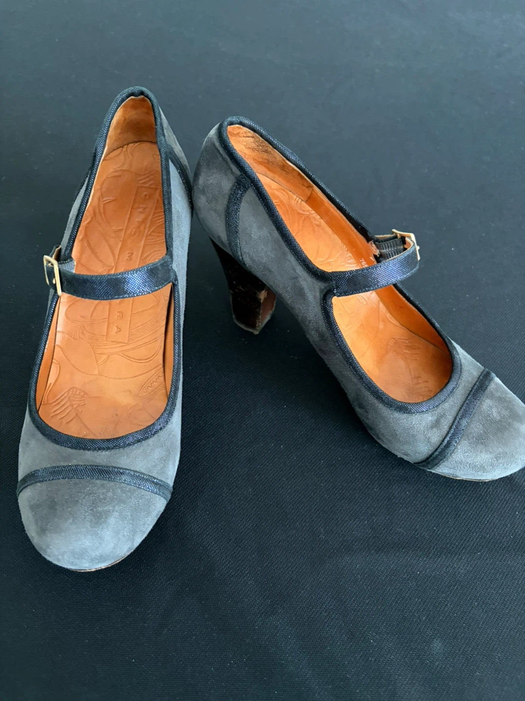 Chie Mihara Mary Jane Heels - Grey Suede