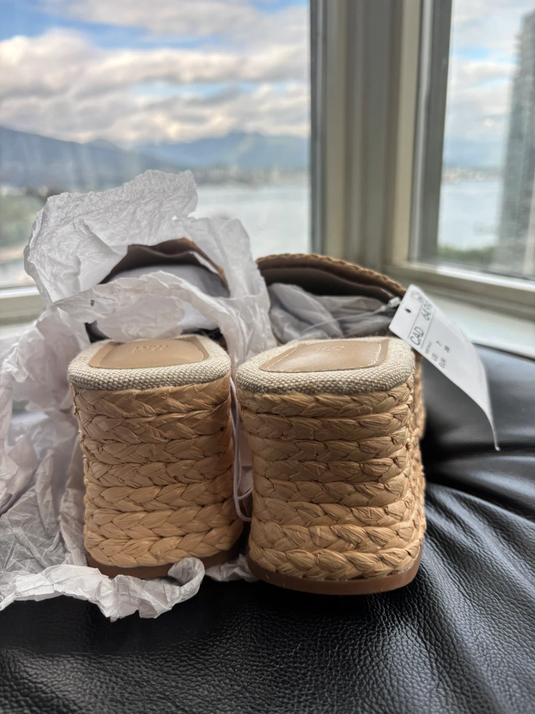 H&M Woven Wedge Slide Sandals Size 7