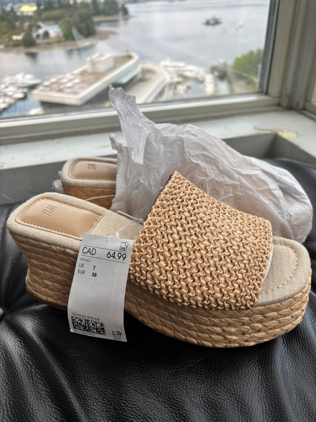 H&M Woven Wedge Slide Sandals Size 7 - photo 2