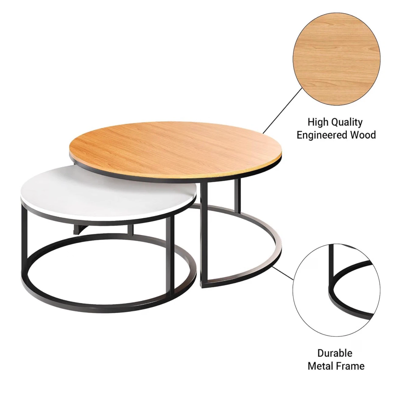 ODIKA Lanai Nest of Tables - Large Brown & Small White - photo 4
