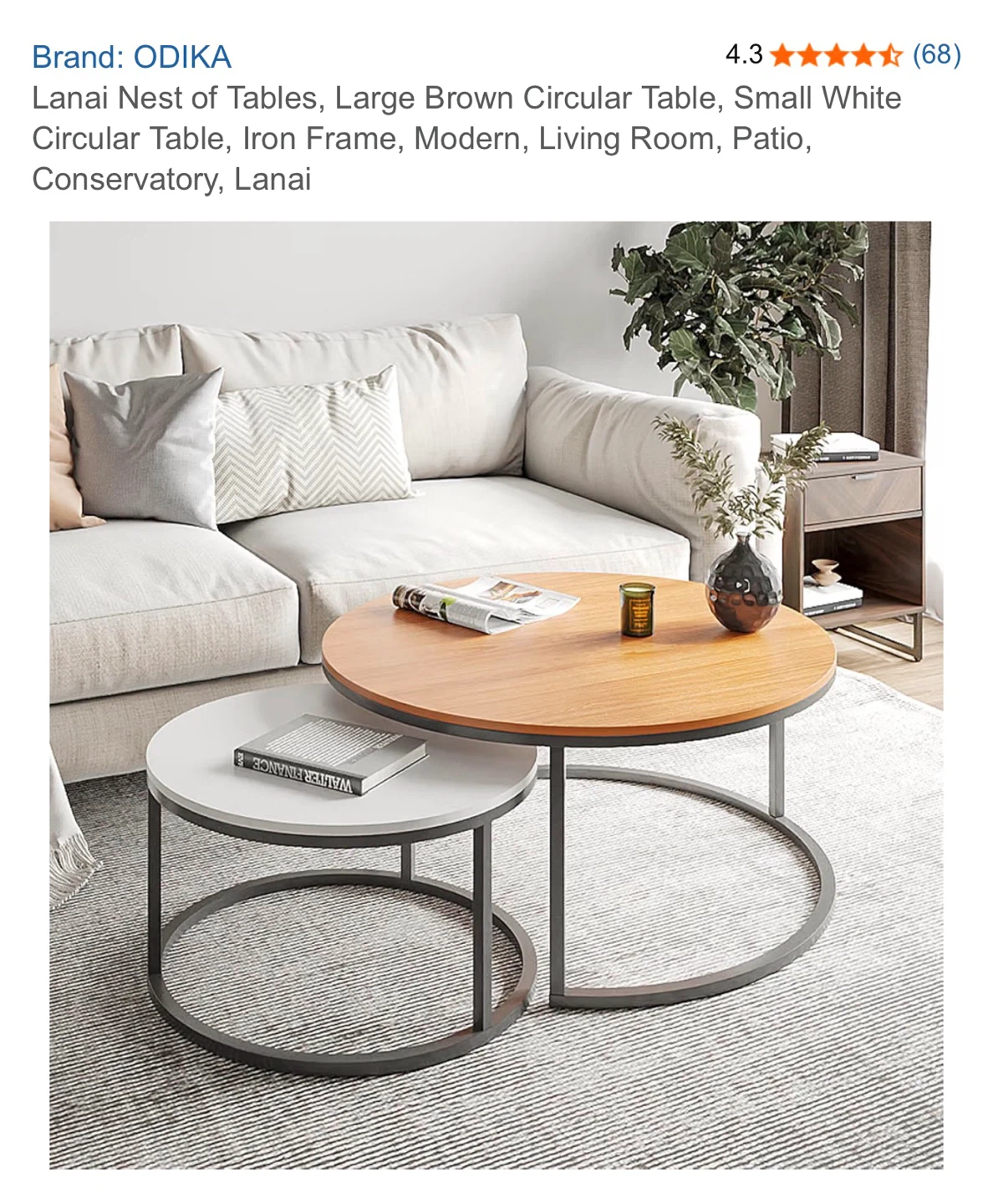ODIKA Lanai Nest of Tables - Large Brown & Small White - photo 5
