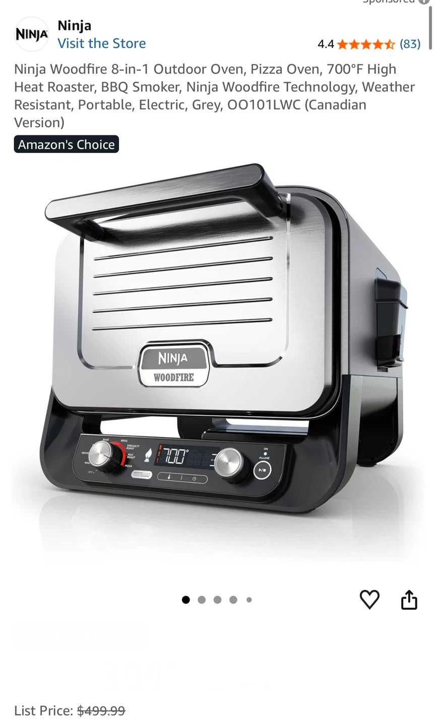Ninja Woodfire 8-in-1 Outdoor Oven, Pizza Oven, Smoker