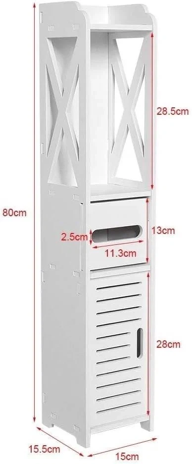 White Slim Storage Cabinet with Drawer - photo 2