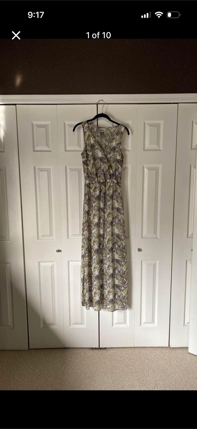 Dynamite Floral and Parrot Maxi Dress With Side Slits