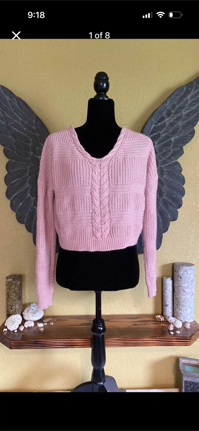 Ardene Oversized Knit Crop With Laced Up Back Sweater