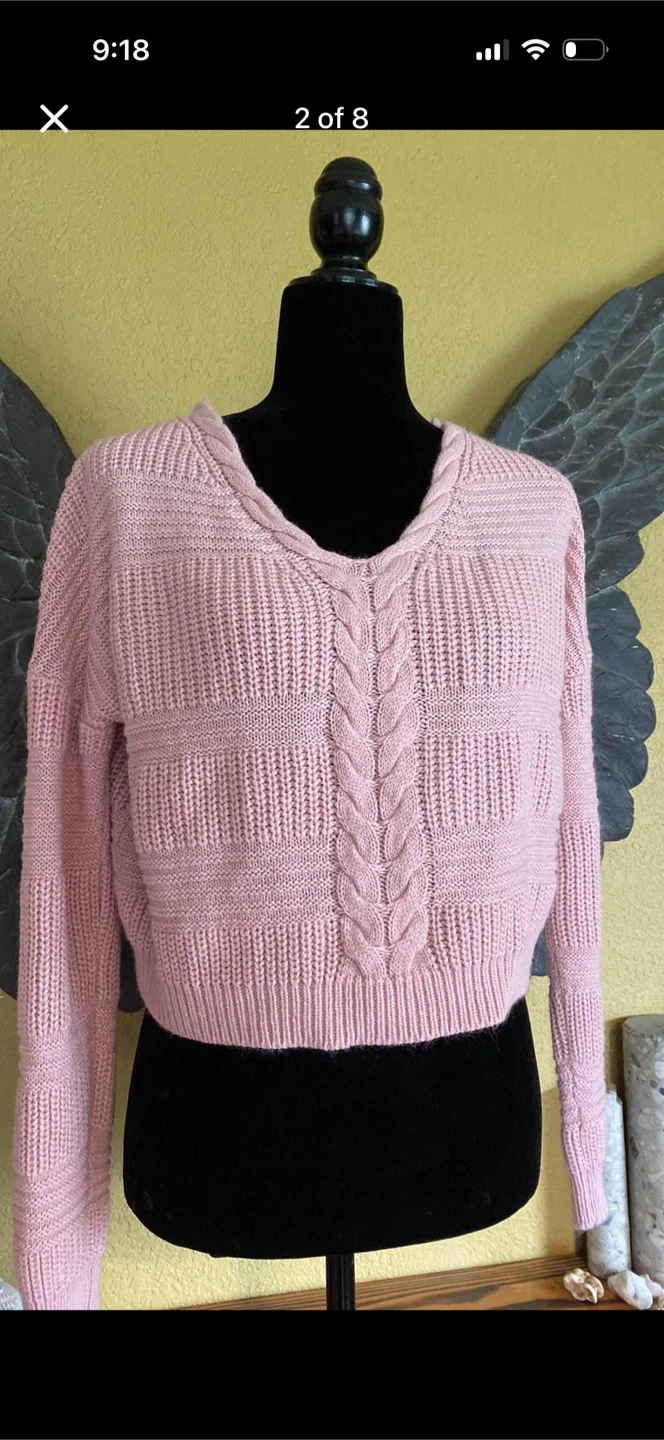 Ardene Oversized Knit Crop With Laced Up Back Sweater - photo 2