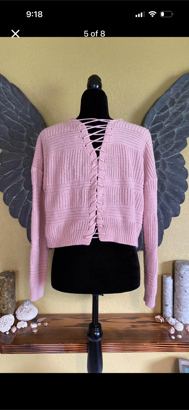 Ardene Oversized Knit Crop With Laced Up Back Sweater - photo 5