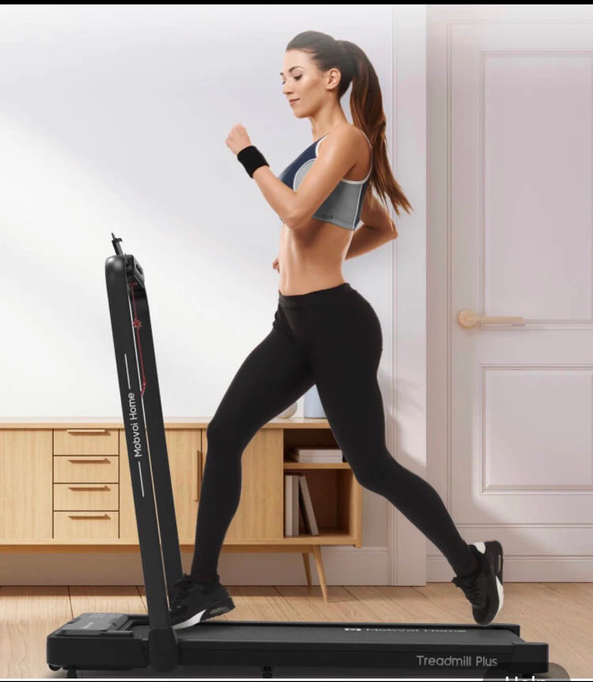 Mobvoi Home treadmill. Has foldable design for easy storage