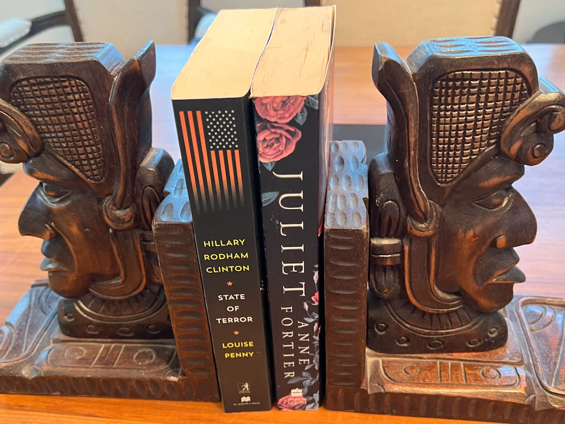 Hand-Carved Wooden Mayan Face Bookends