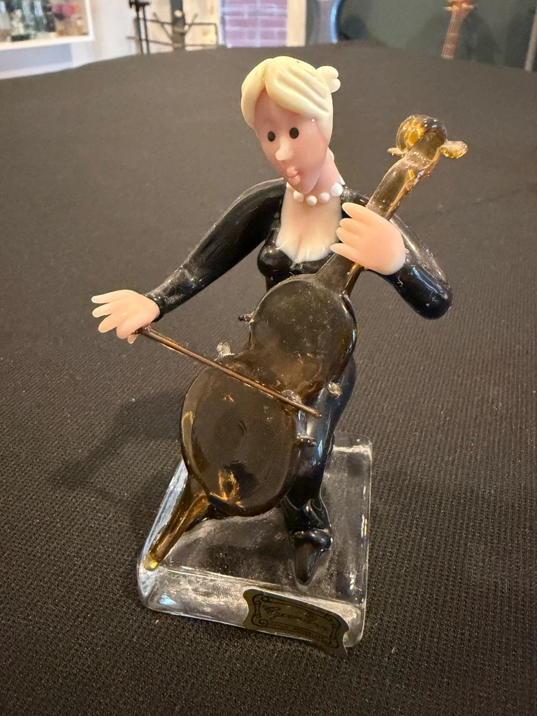 Egermann Glass Figurine Woman Cellist