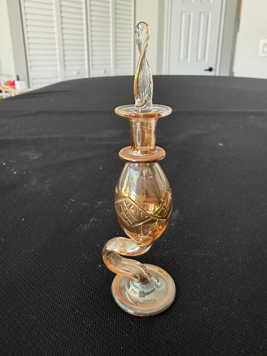 Amber Glass Swirl Perfume Bottle
