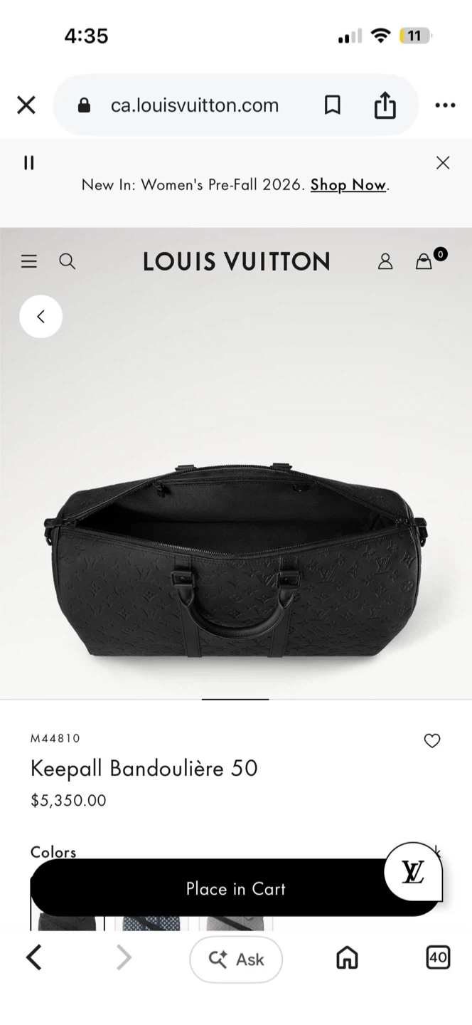 Louis Vuitton Keepall Bandoulière 50 Black Duffle Bag