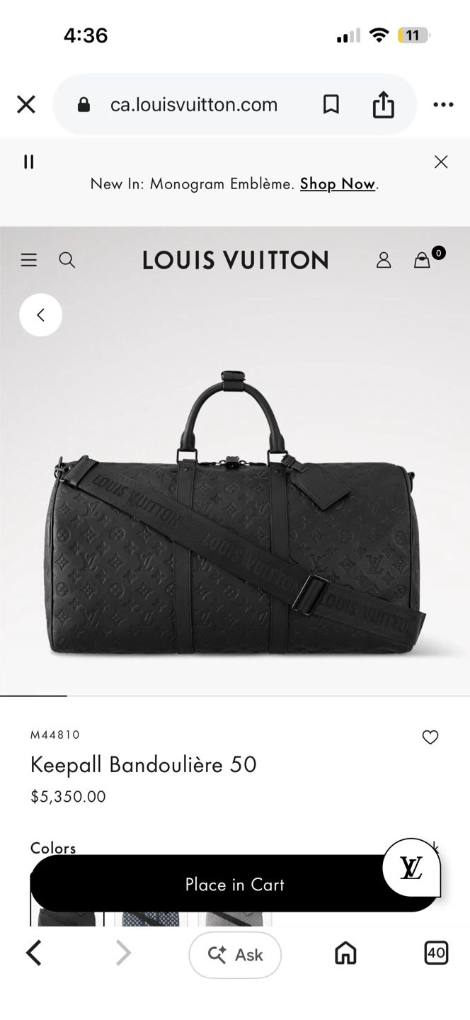 Louis Vuitton Keepall Bandoulière 50 Black Duffle Bag - photo 2