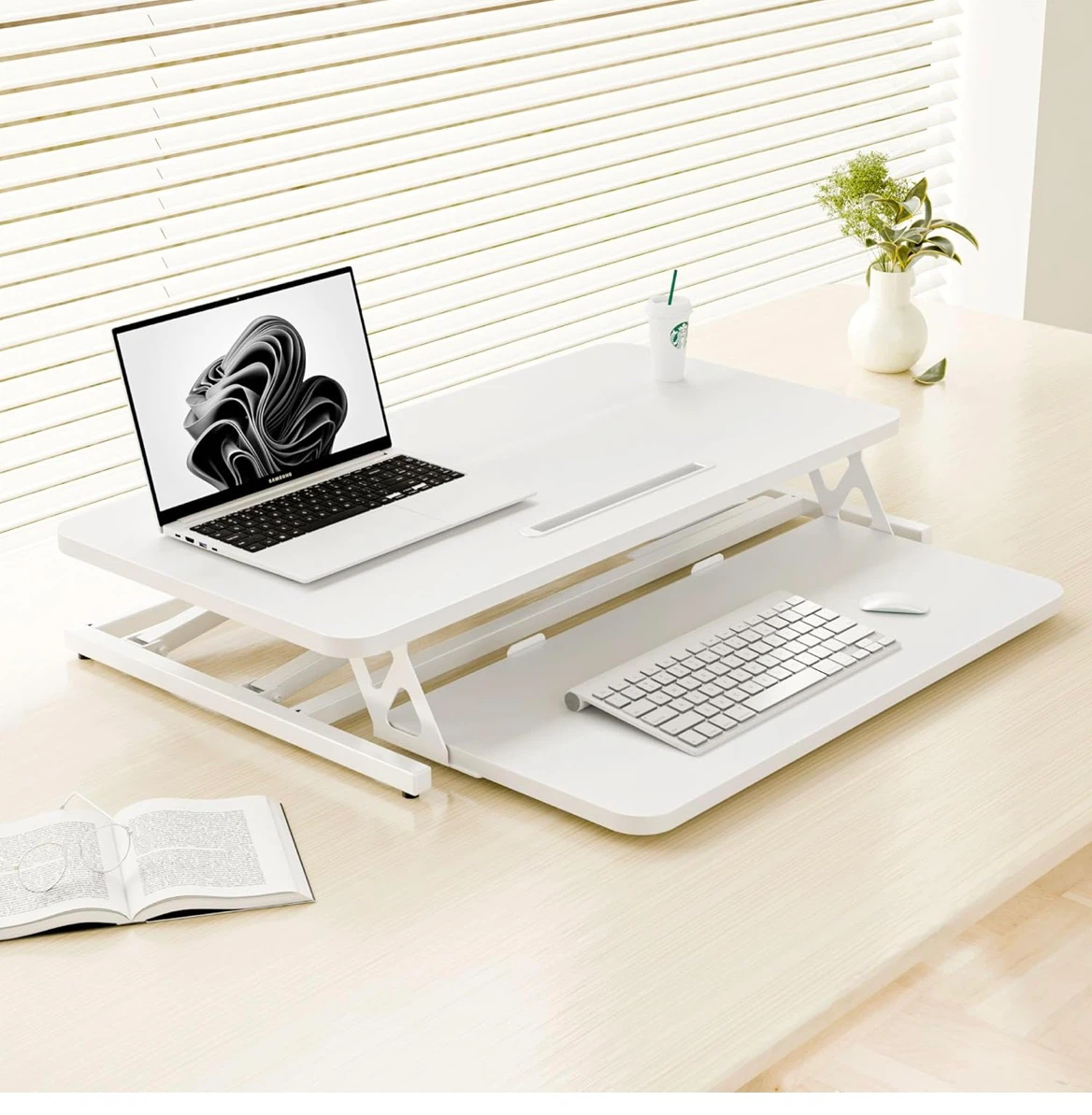 White Standing Desk Converter - Two Tier - photo 2