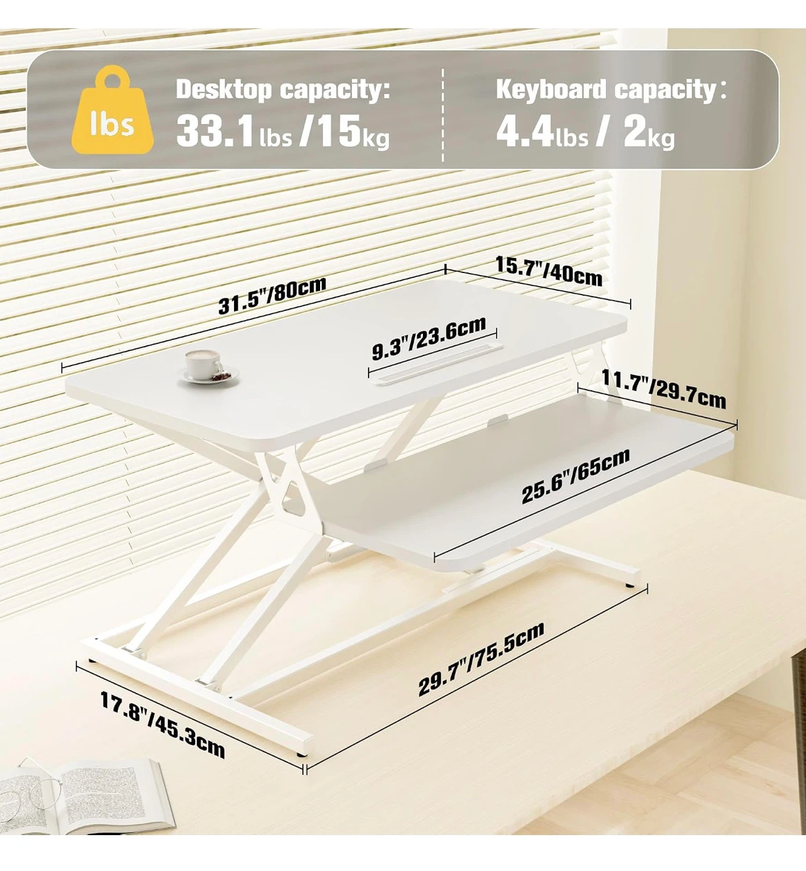 White Standing Desk Converter - Two Tier - photo 3