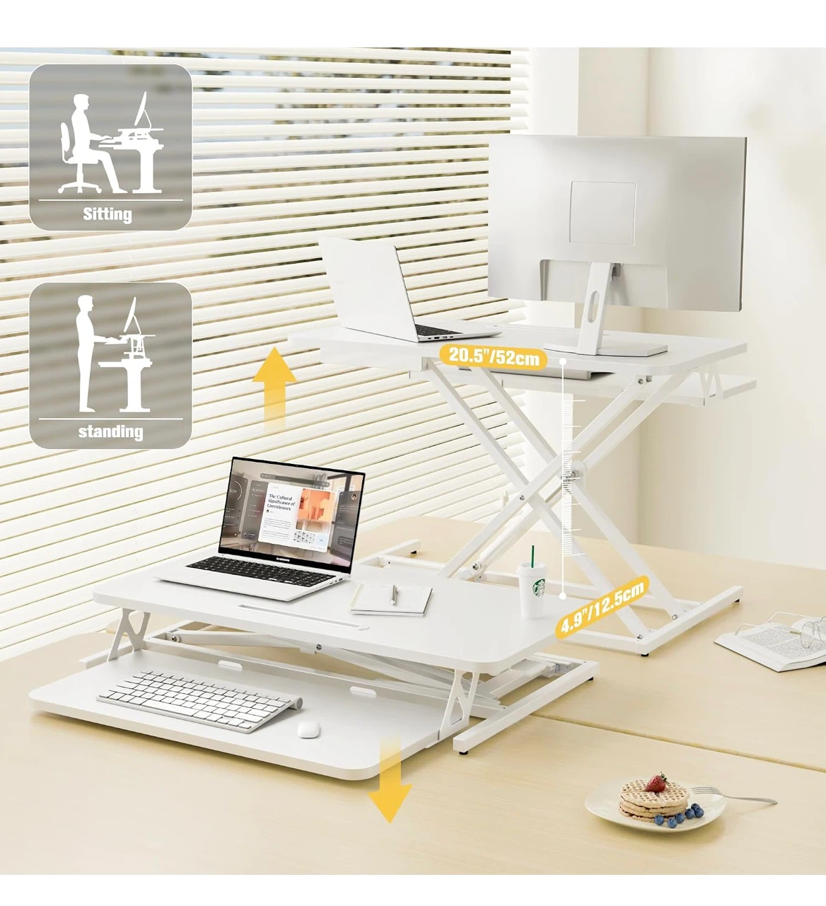 White Standing Desk Converter - Two Tier - photo 4