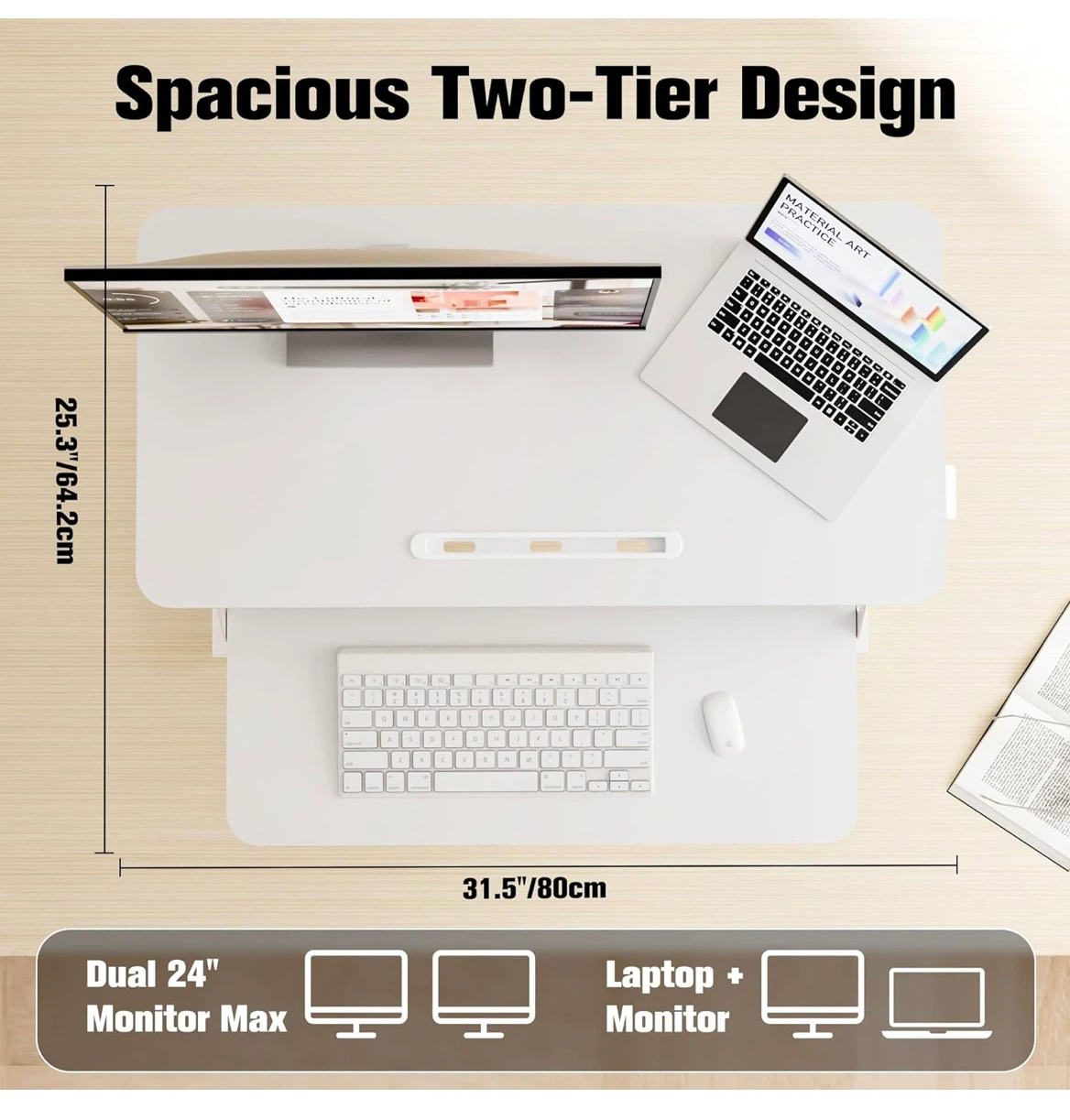 White Standing Desk Converter - Two Tier - photo 5