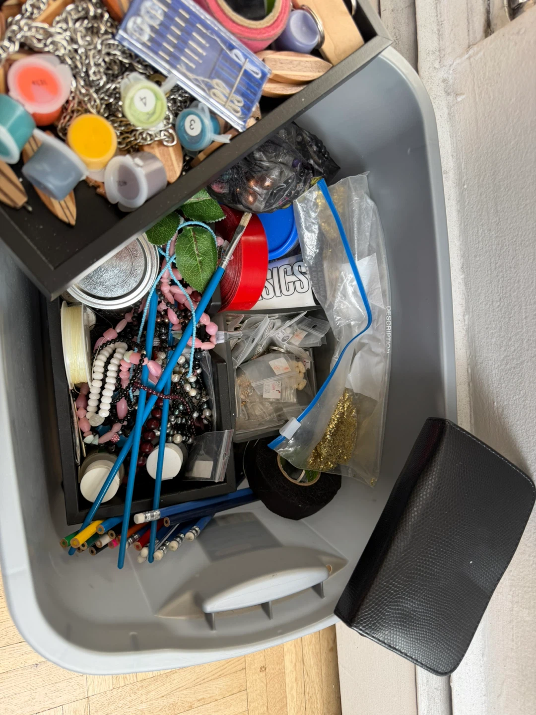 Storage Bin with Craft Supplies