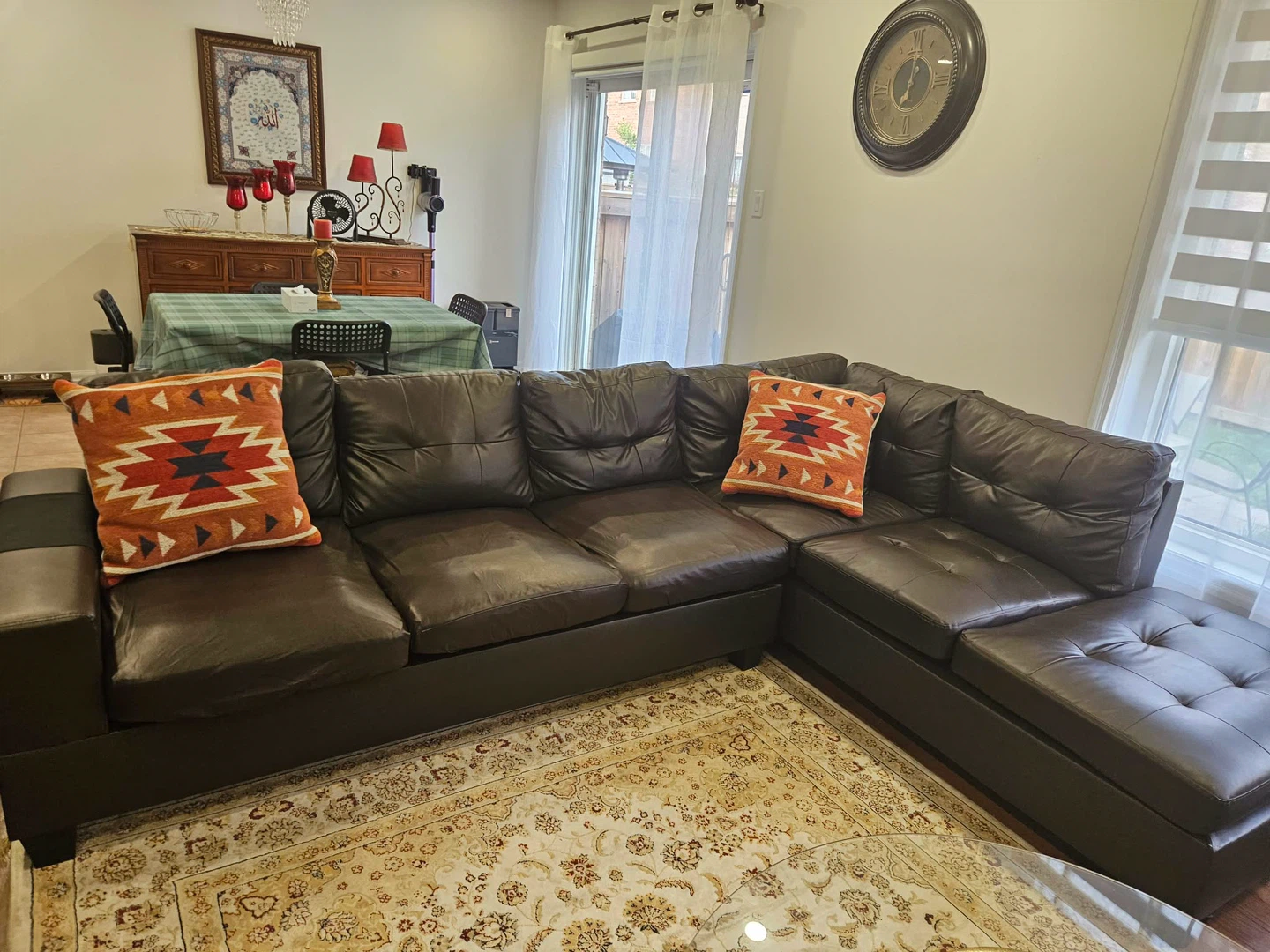 Dark Brown Faux Leather Sectional Sofa - photo 2