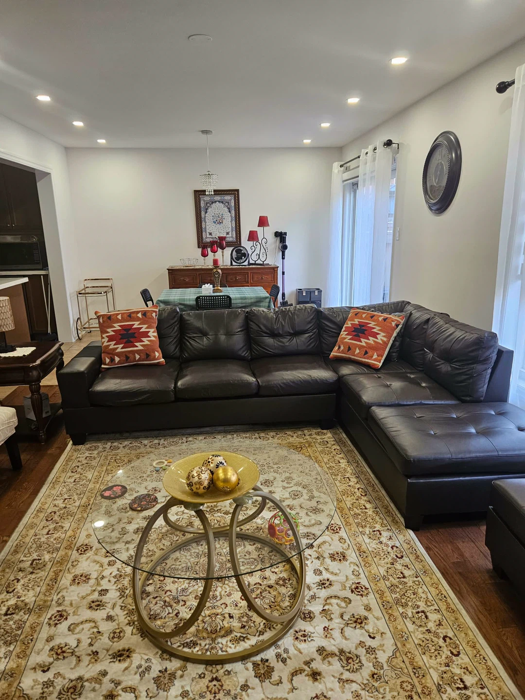 Dark Brown Faux Leather Sectional Sofa - photo 3