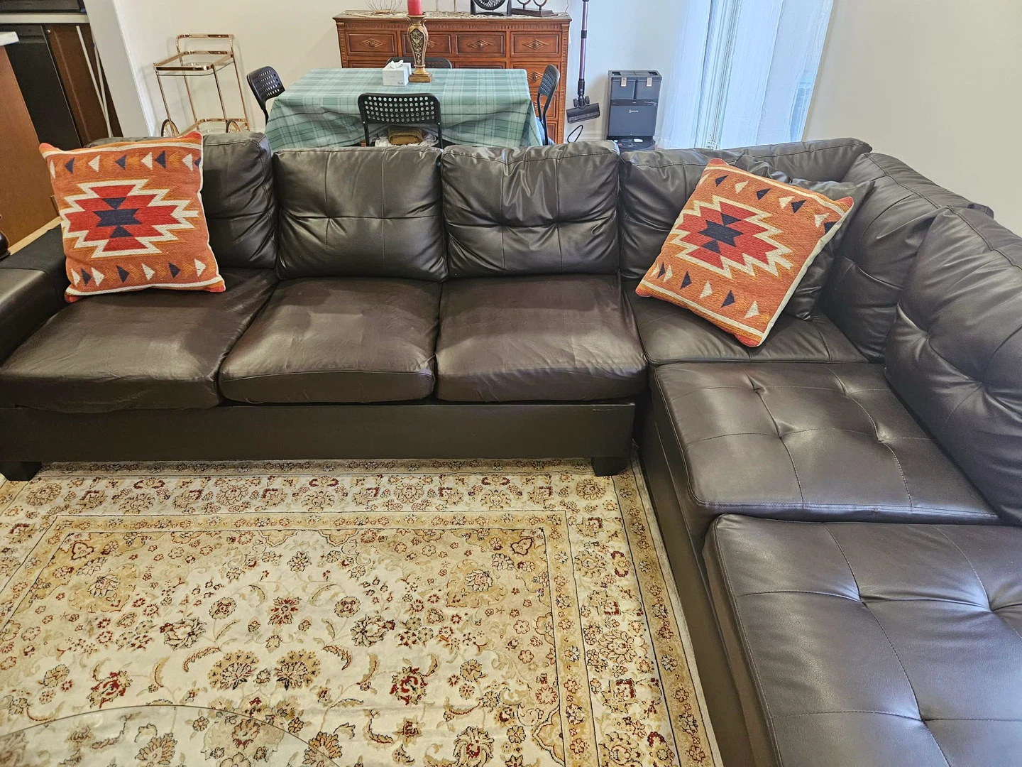 Dark Brown Faux Leather Sectional Sofa - photo 4