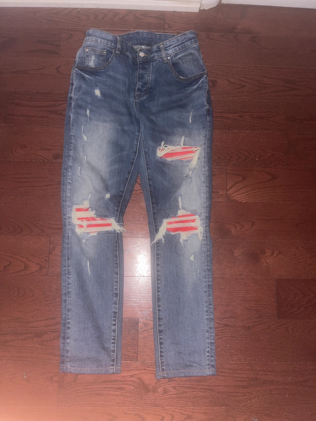 Amiri jeans red and bule