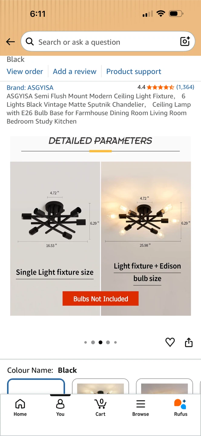 ASGYISA 6-Light Semi Flush  Chandelier