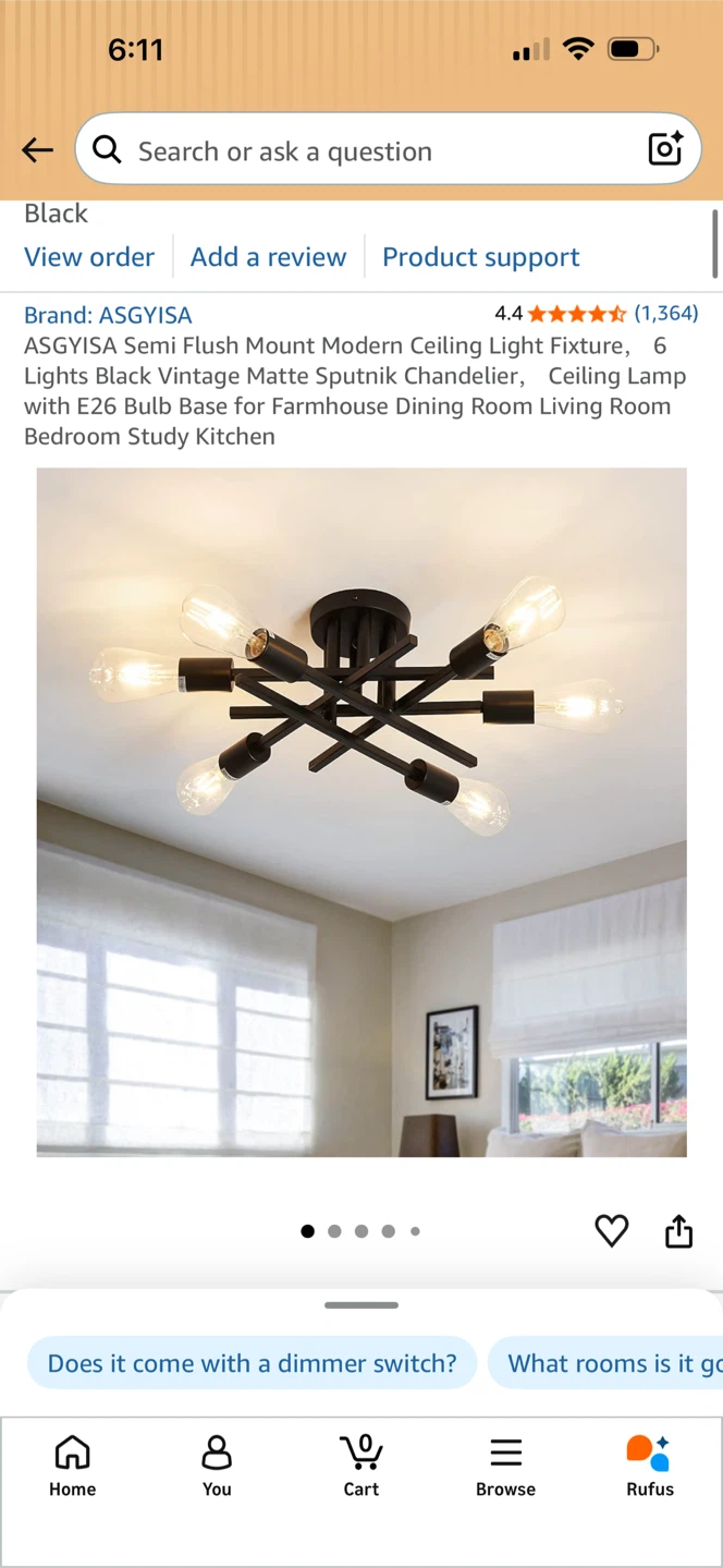 ASGYISA 6-Light Semi Flush  Chandelier - photo 2