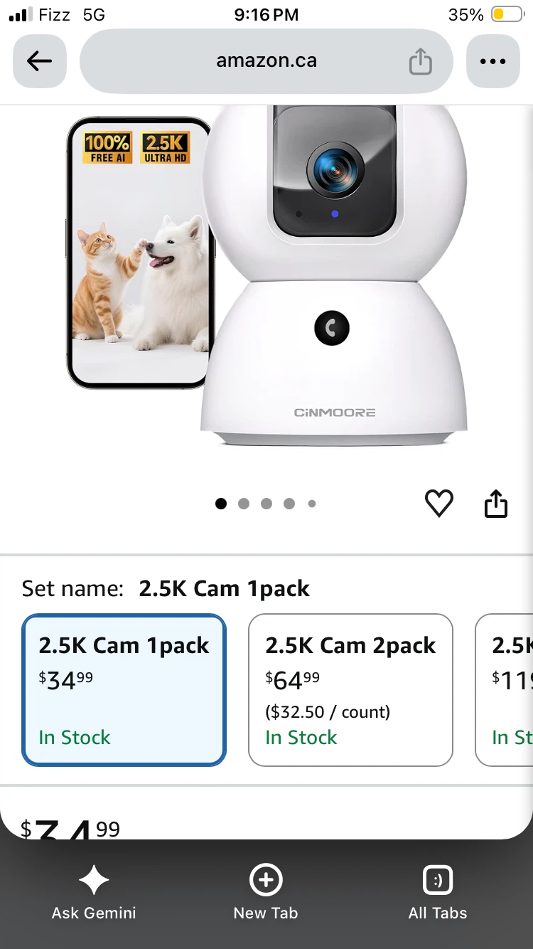 CINMOORE 2.5K Cam 1pack Security Camera