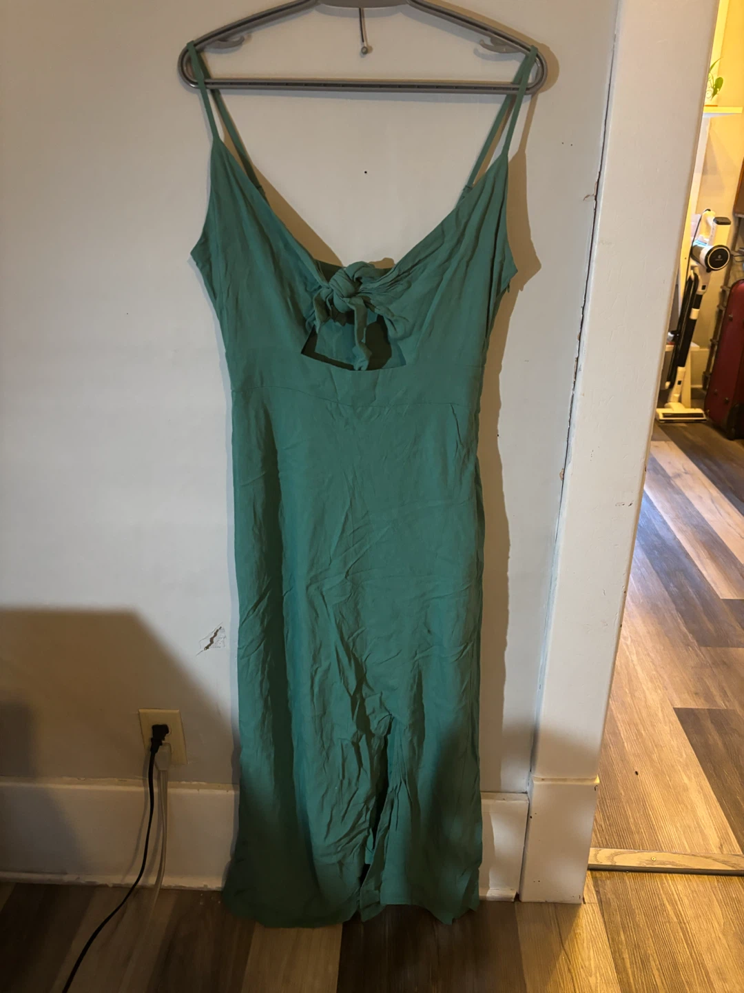 Green Tie-Front Midi Dress