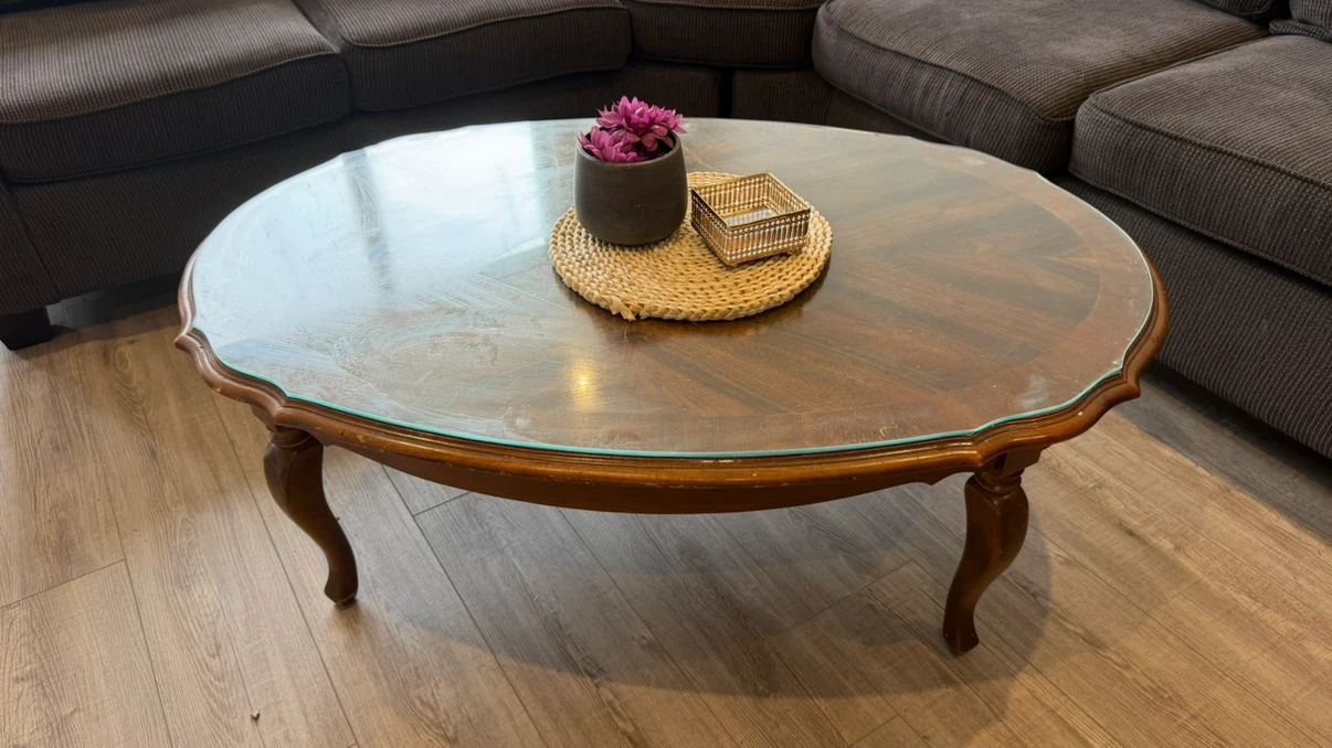 Oval Coffee Table with Glass Top - photo 2
