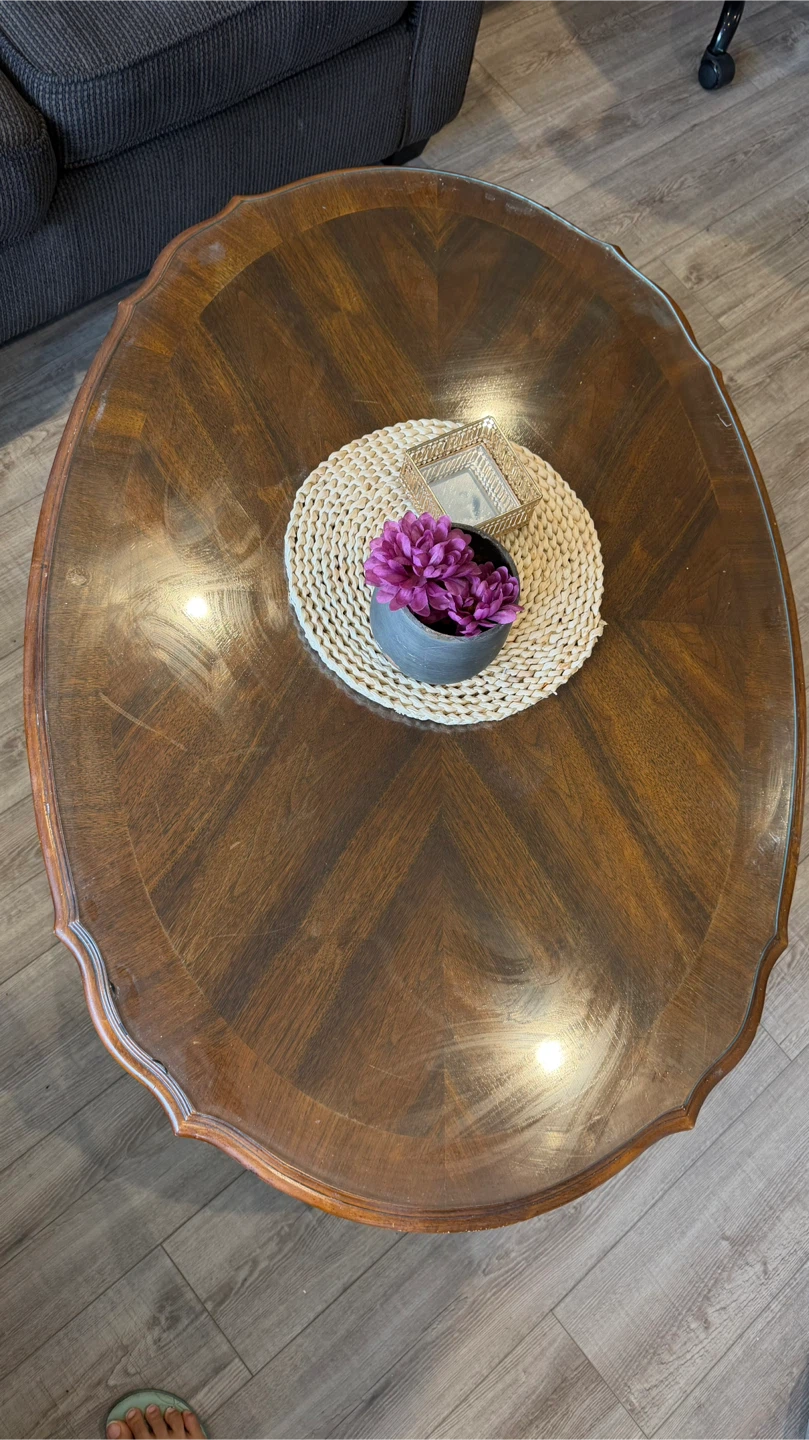 Oval Coffee Table with Glass Top - photo 3