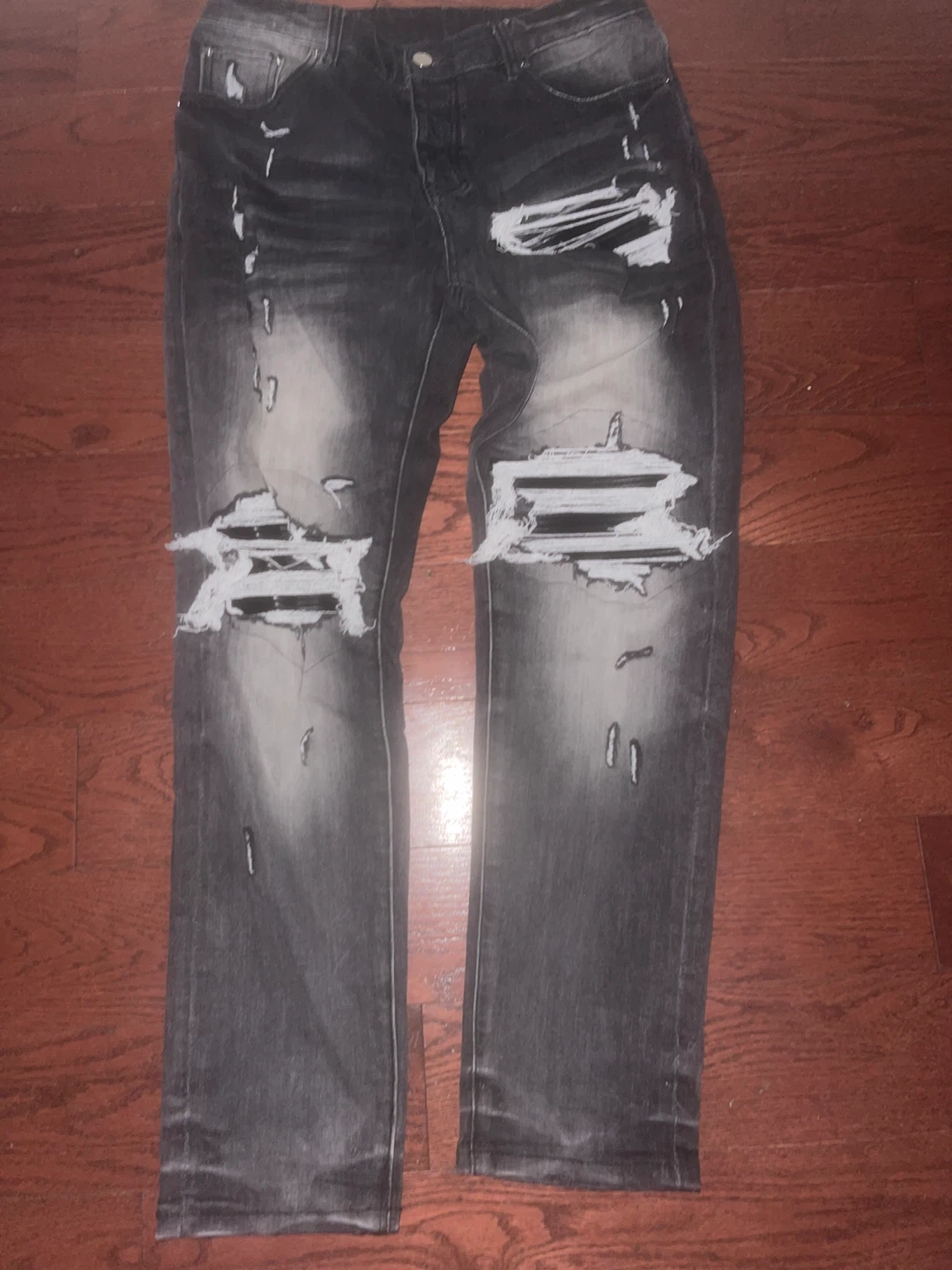 Amiri Distressed Grey Denim Jeans
