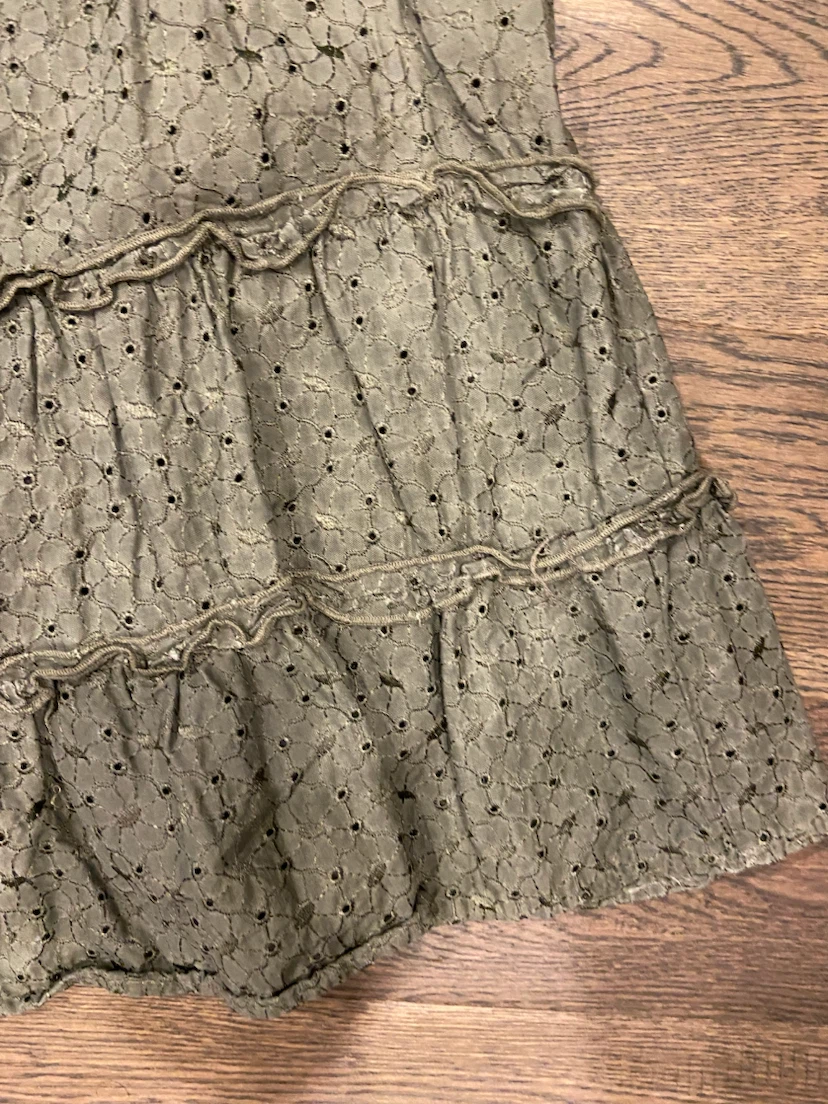 EUC: Jessica Petite Size 14 Olive Green Eyelet Tiered Skirt - photo 3