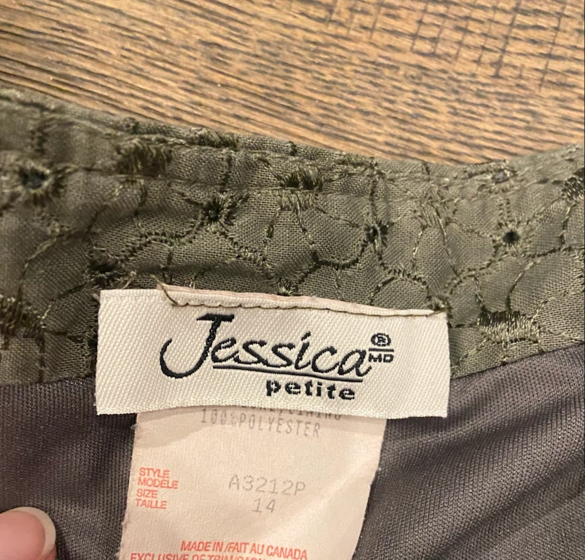 EUC: Jessica Petite Size 14 Olive Green Eyelet Tiered Skirt - photo 4