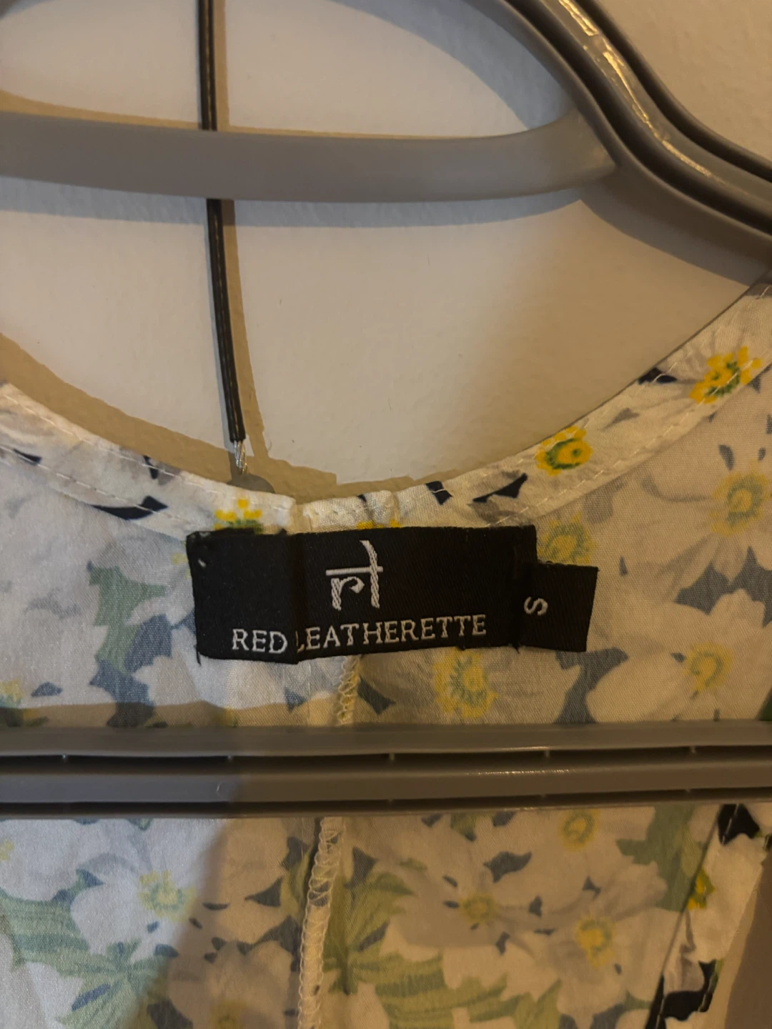 Red Leatherette Floral Overalls Size S - photo 4