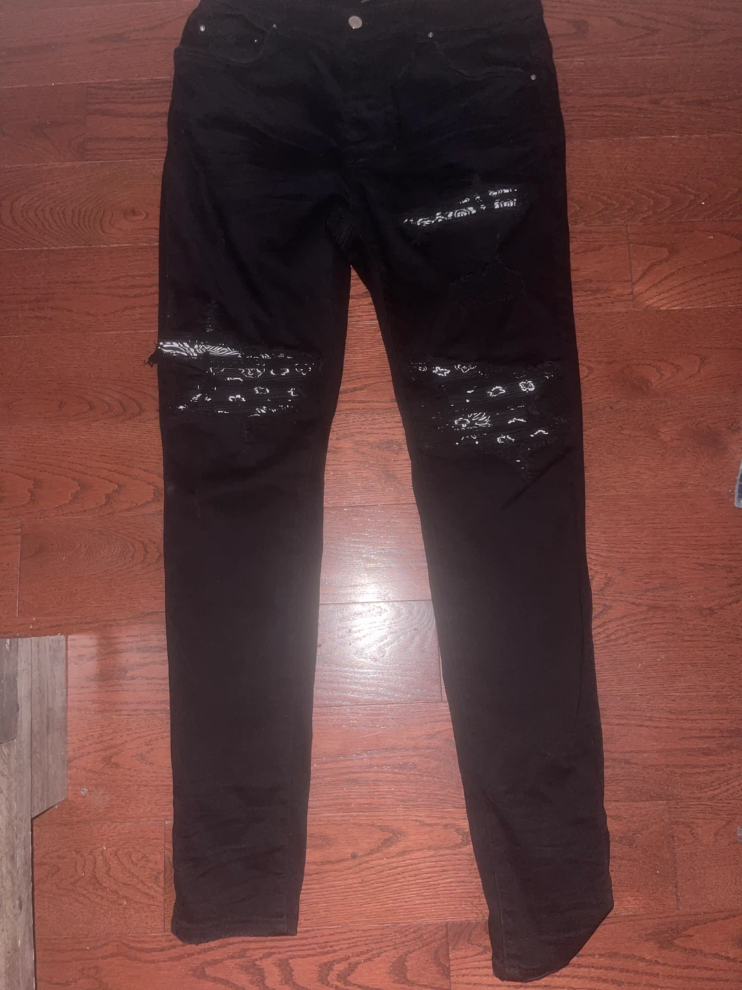 Amiri Black Bandana Patch Jeans