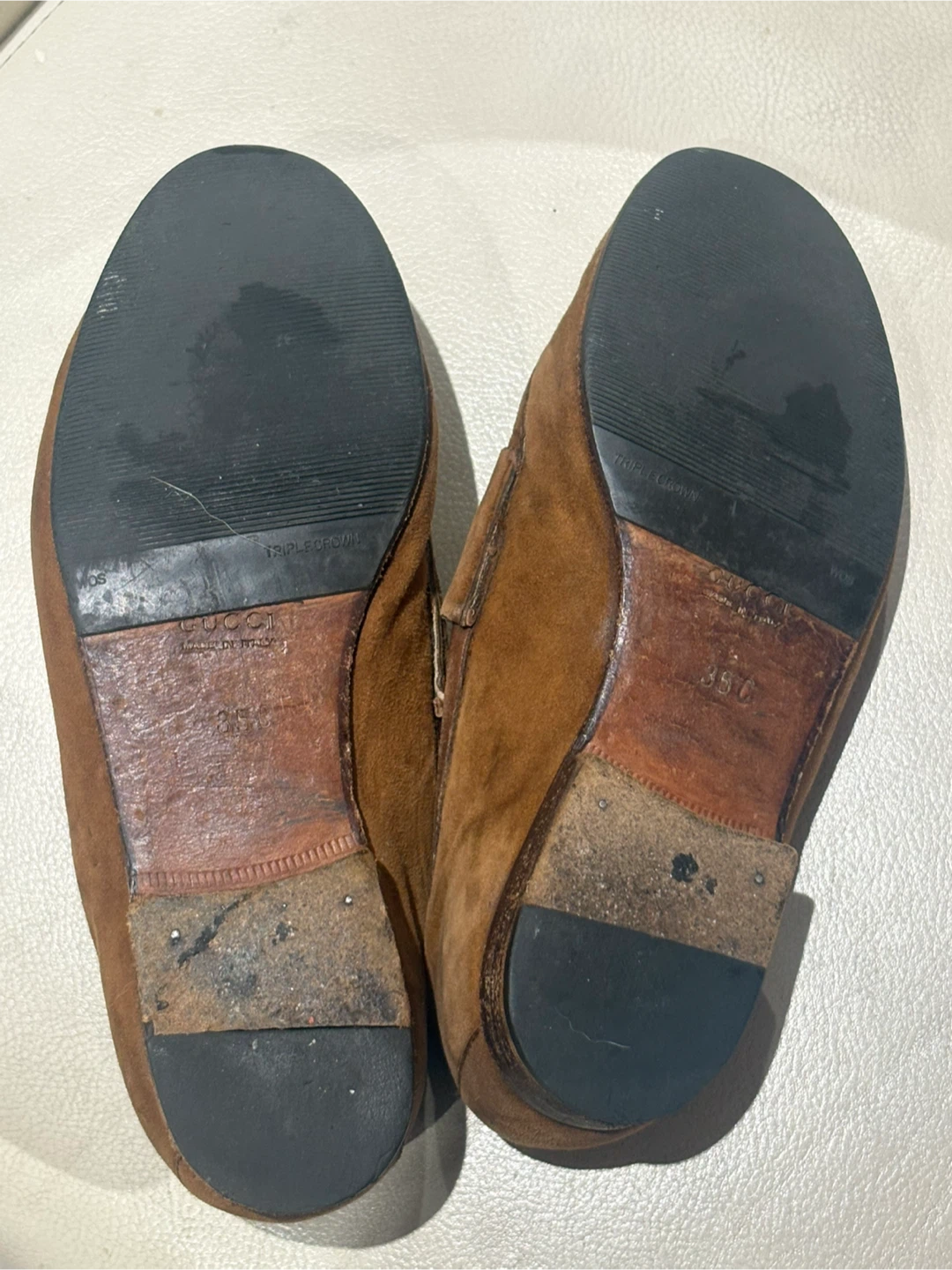 GUCCI Vintage Horsebit Suede Loafers Brown US 5 C / EU 35 - photo 3