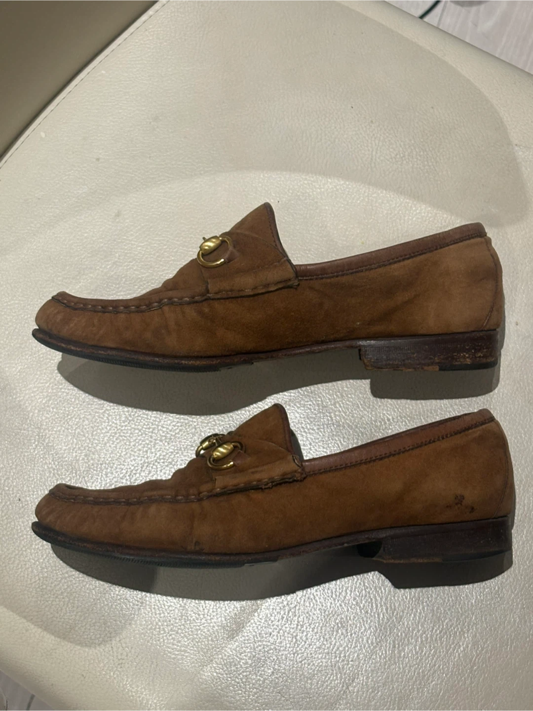GUCCI Vintage Horsebit Suede Loafers Brown US 5 C / EU 35 - photo 4