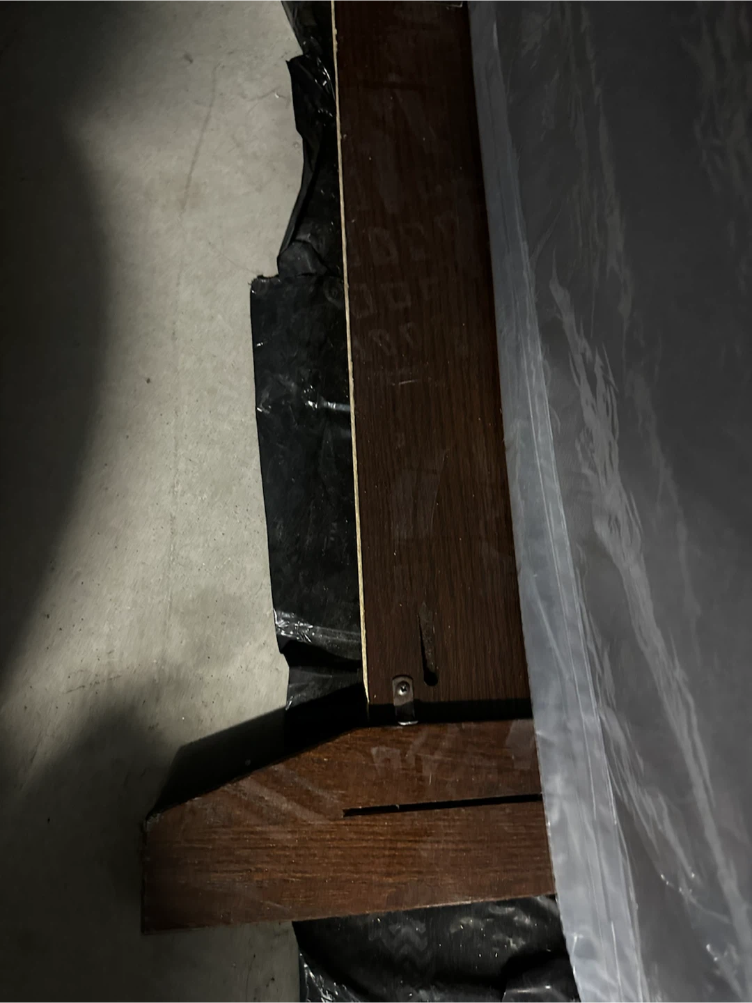 Black headboard and bed frame parts and mattress - photo 3