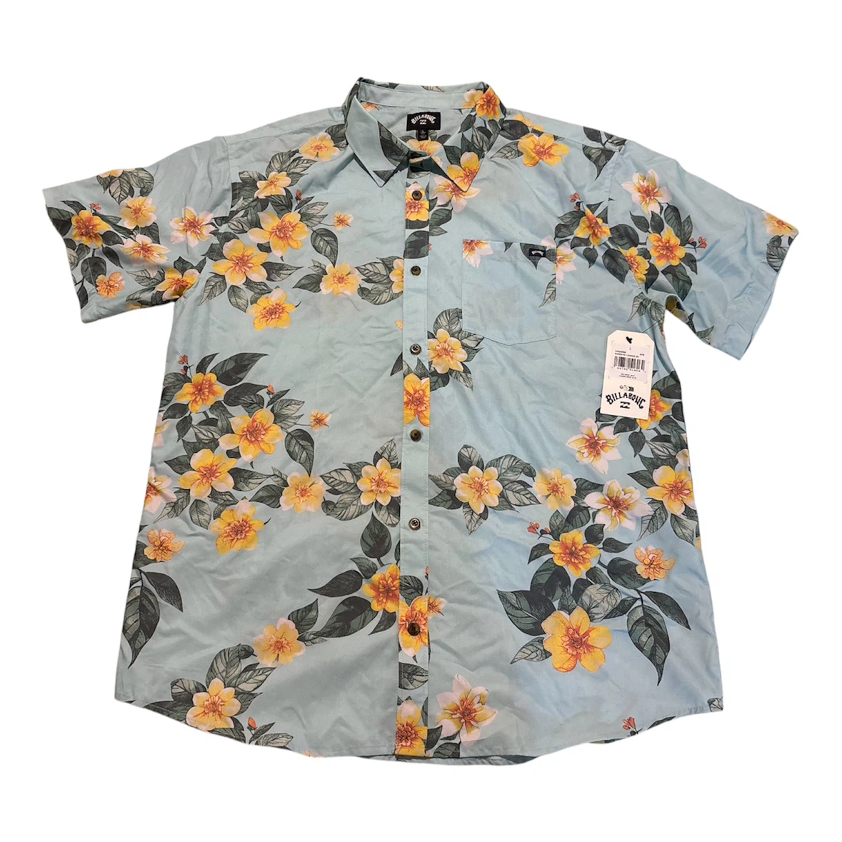 Billabong Men's Floral Short Sleeve Button-Up Shirt