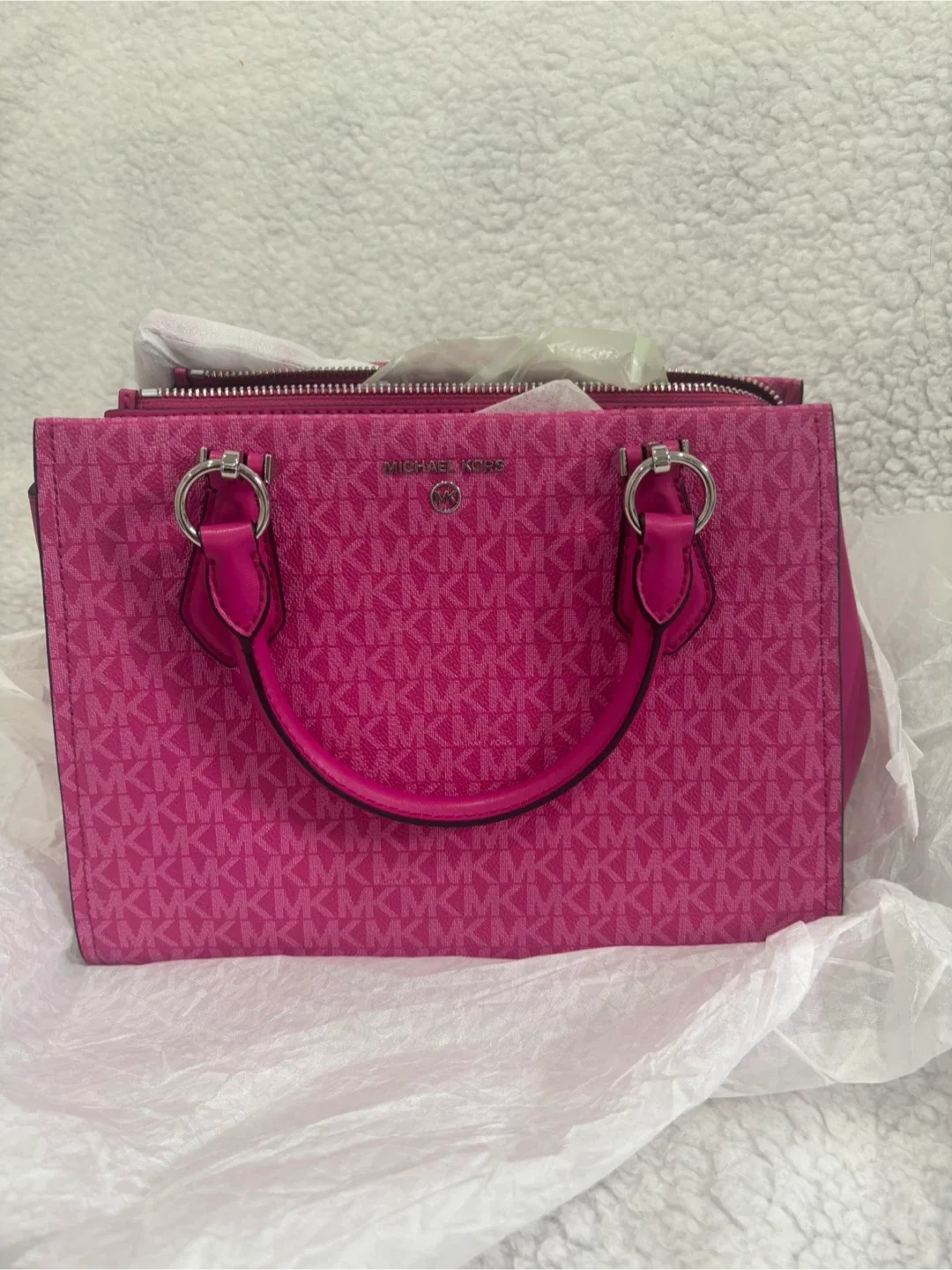 Michael Kors Marilyn Medium Signature Logo Satchel - Pink - photo 4