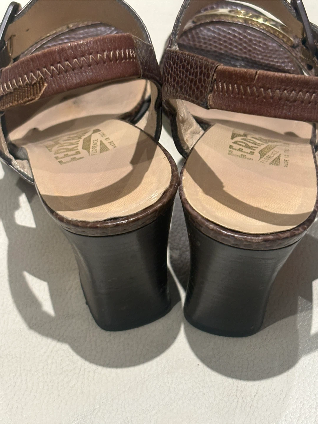 Salvatore Ferragamo Gancini Lizard-Embossed Slingback Sandals - photo 2