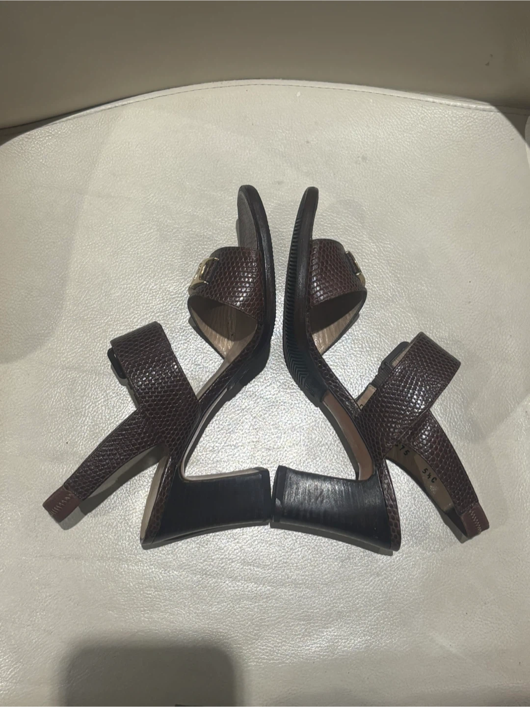 Salvatore Ferragamo Gancini Lizard-Embossed Slingback Sandals - photo 3