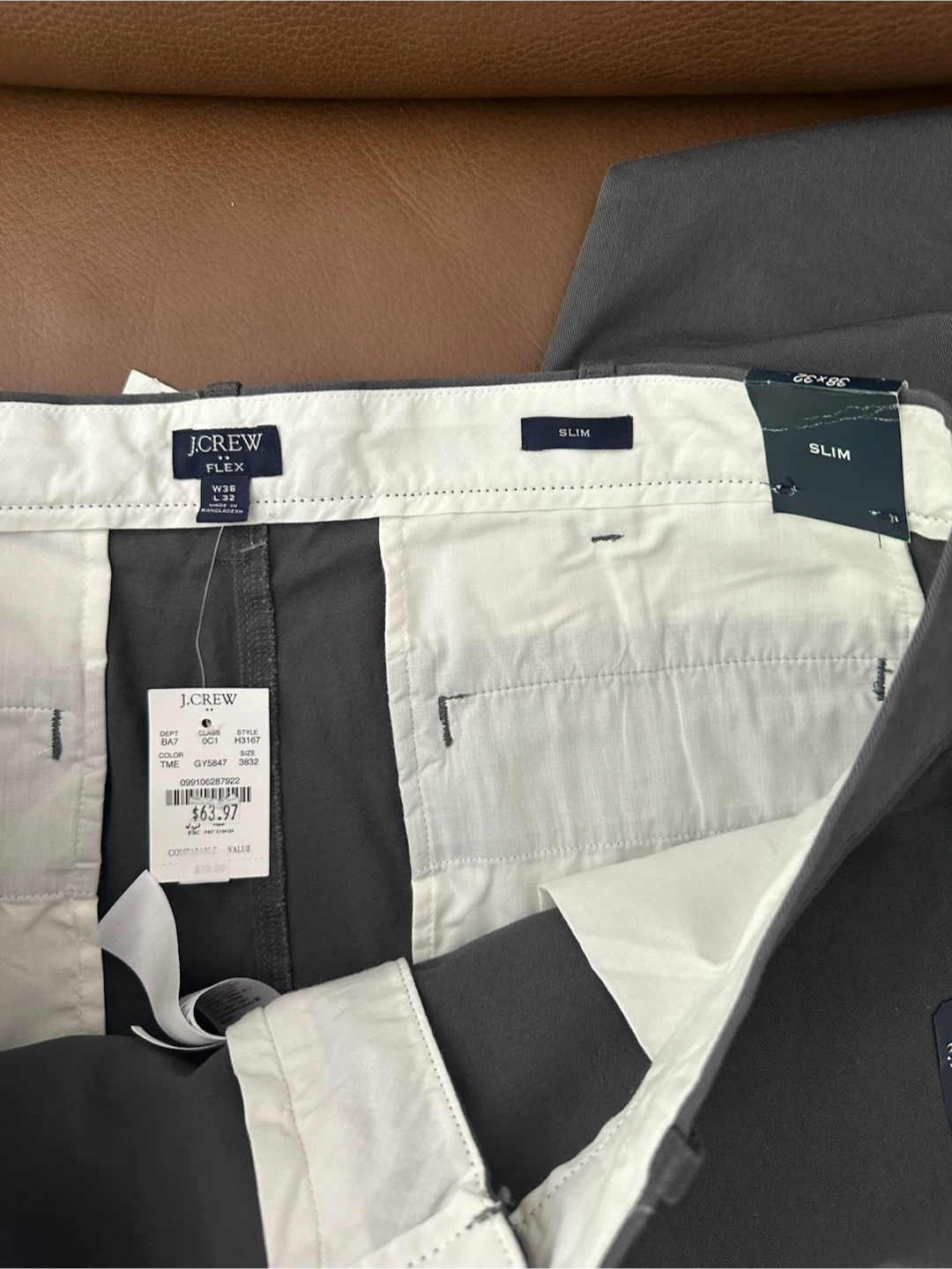 BNWT J.Crew Flex Slim Fit Chinos Grey 38x32 - photo 3