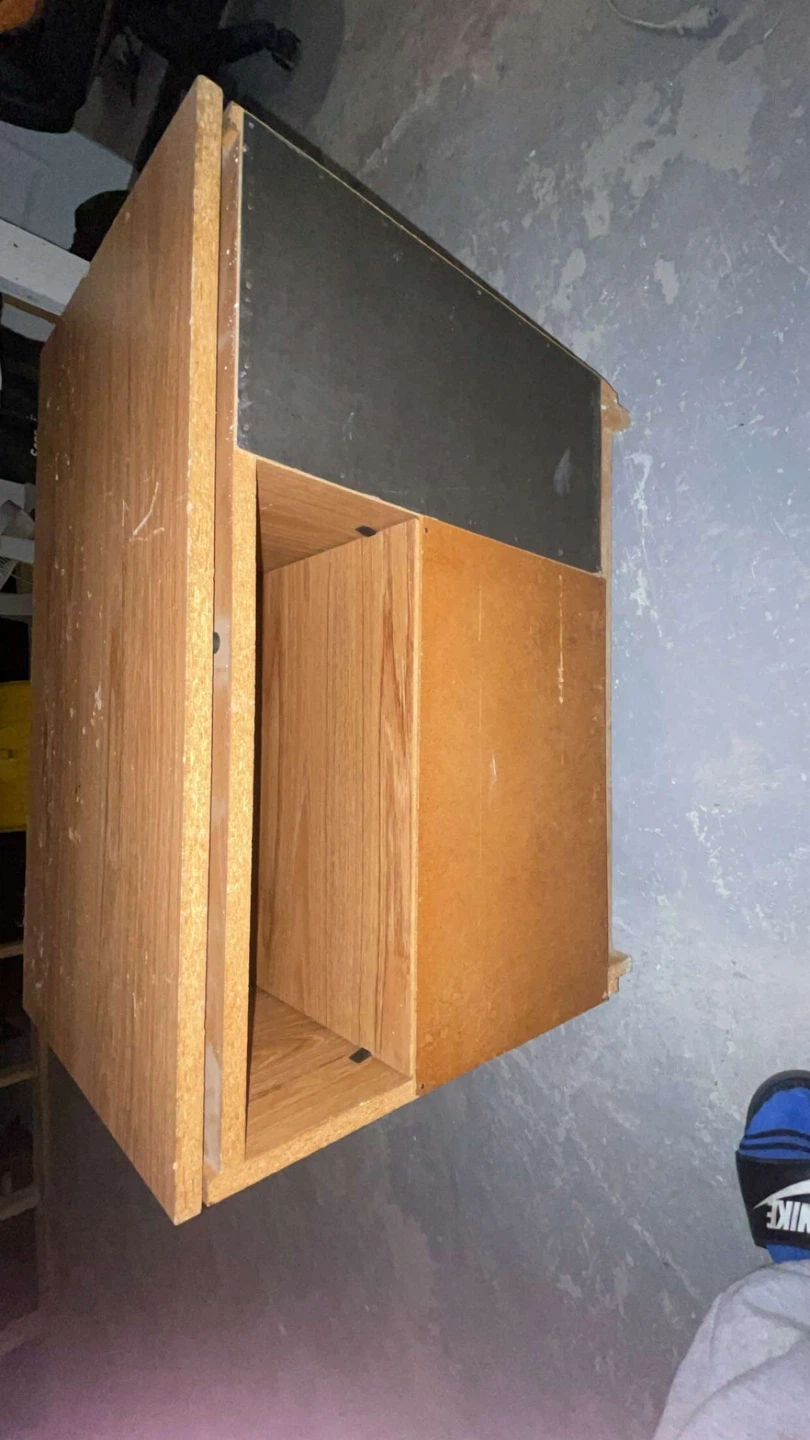 Wooden TV stand with glass door It has wheels too - photo 5