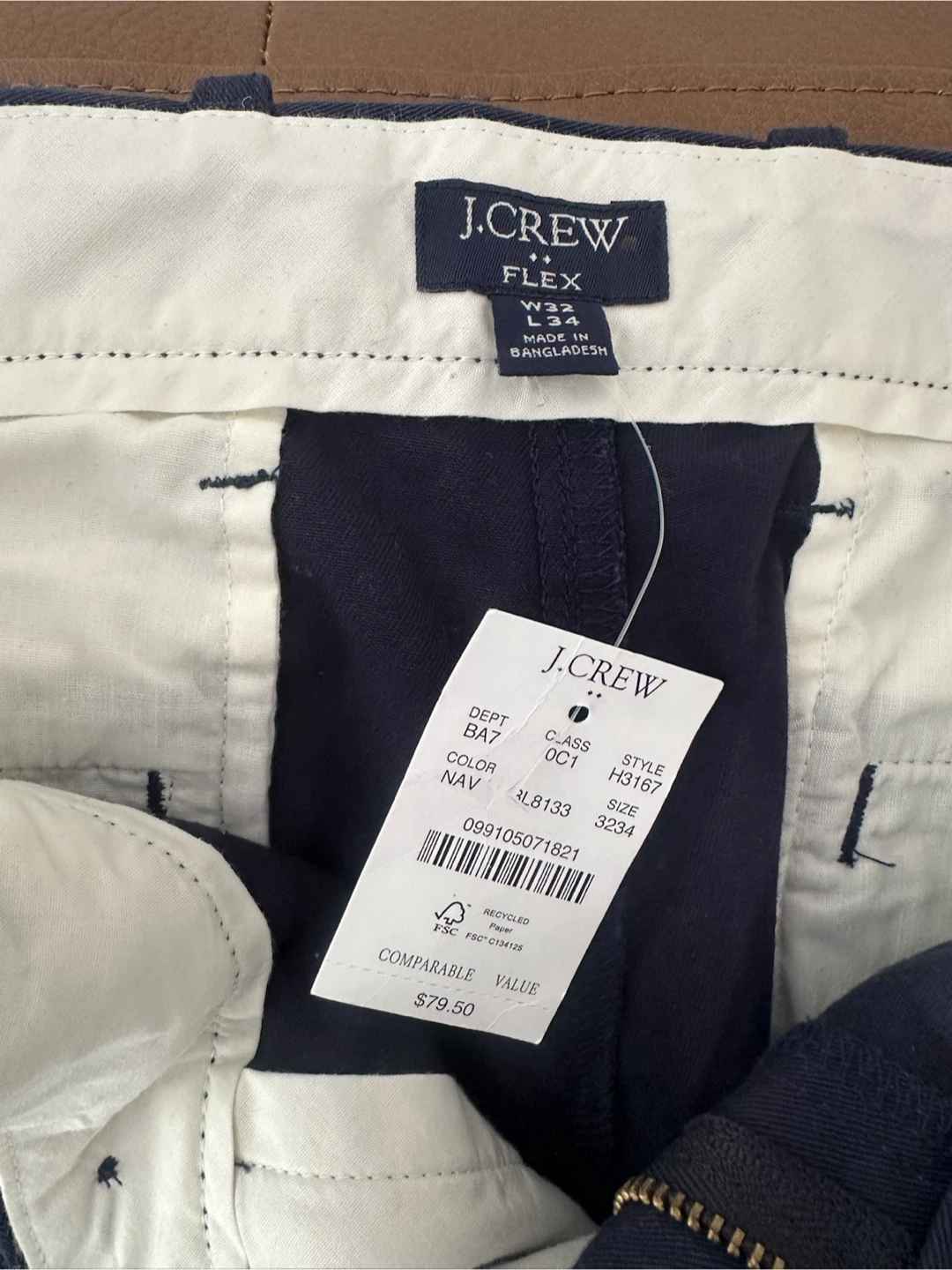 BNWT - J.Crew Flex Slim Fit Chinos in Navy 32x34 - photo 2