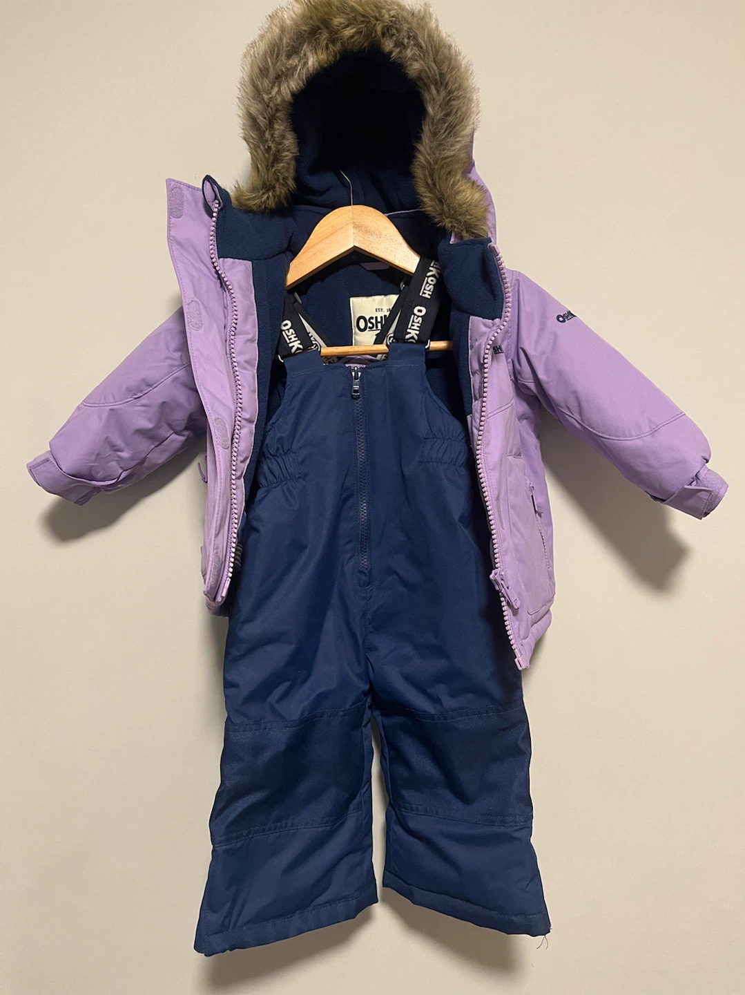 OshKosh B'gosh Winter Snowsuit - Purple Jacket & Navy Overalls - photo 2