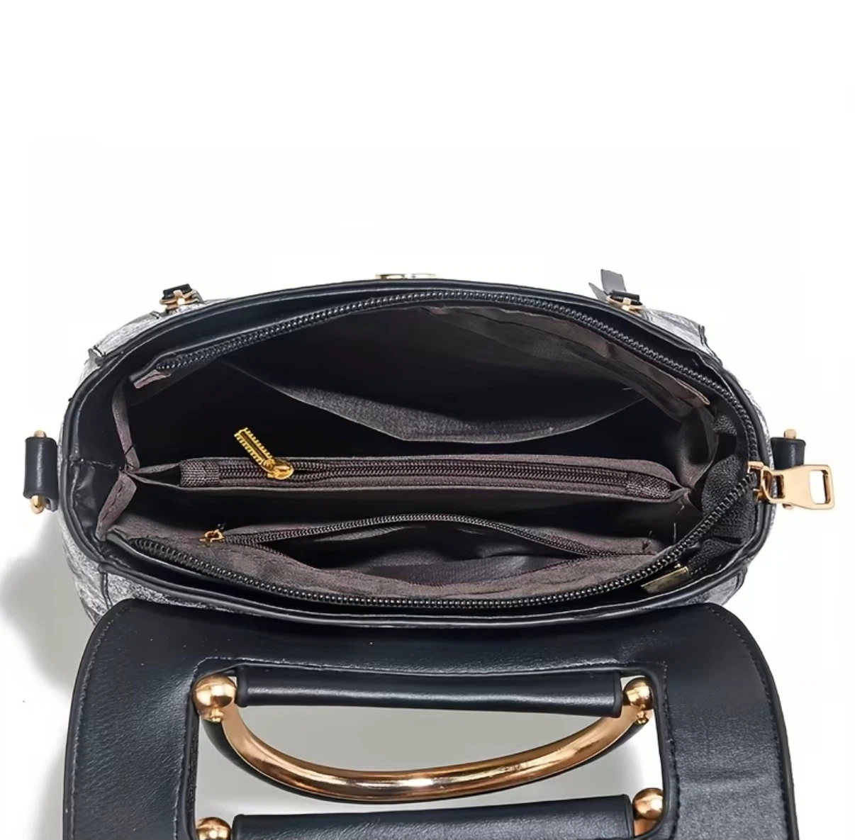 Swan Motif Printed Handbag with Detachable Strap - photo 4