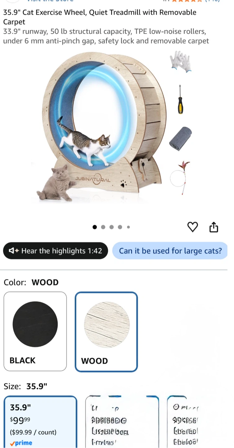Jubi Natural Cat Exercise Wheel - photo 3
